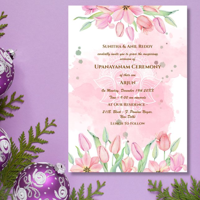 Convite Upanayanam t.c.p. Hindu Thread Janeu Ceremony (Criador carregado)