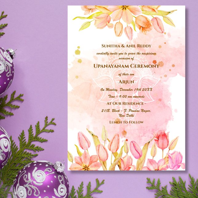 Convite Upanayanam t.c.p. Hindu Thread Janeu Ceremony (Criador carregado)