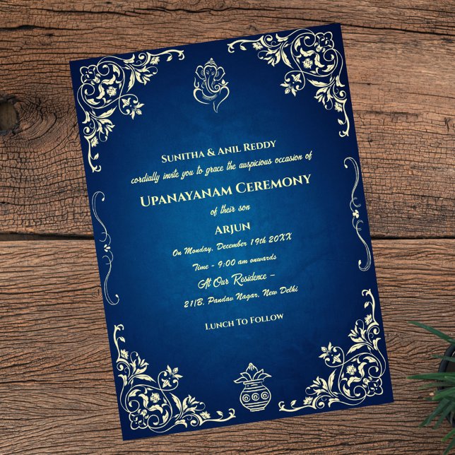 Convite Upanayanam t.c.p. Hindu Thread Janeu Ceremony (Criador carregado)