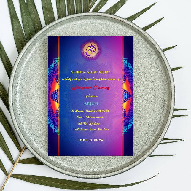 Convite Upanayanam t.c.p. Hindu Thread Janeu Ceremony (Criador carregado)