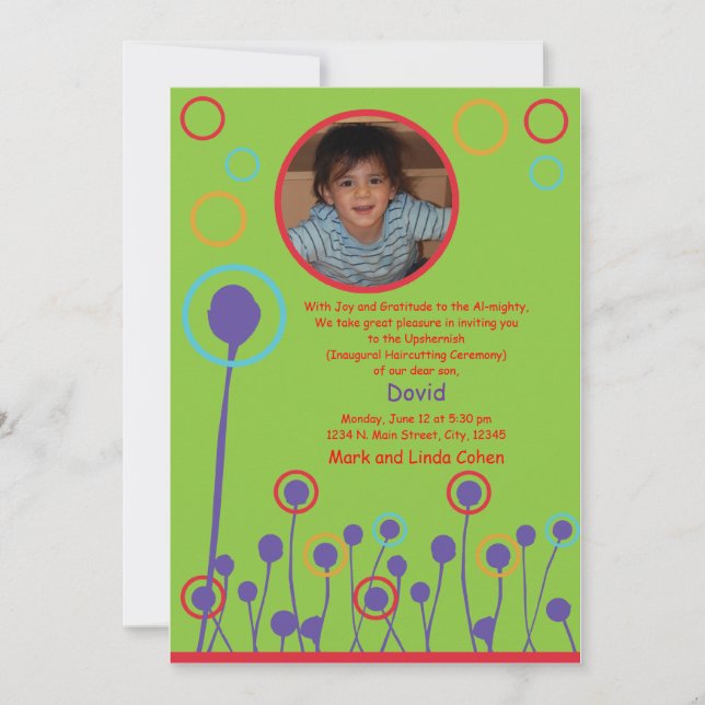 Convite Upshernish convida (Frente)