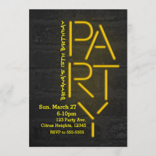 Convite Urbano de Parede de Tijolo de Brilho Neon 