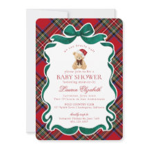 Ursa de Xmas em Xadrez Vermelho Baby Shower