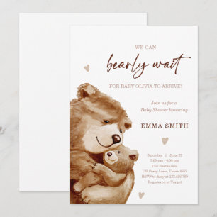 Convite Ursa Esperta Urso Boho Neutro Chás de Bebê