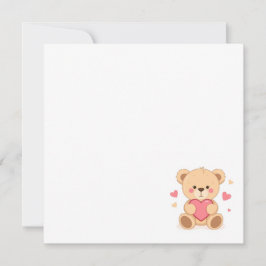 Convite Ursa Teddy Fofa Segurando Coração – Amor de Dia do
