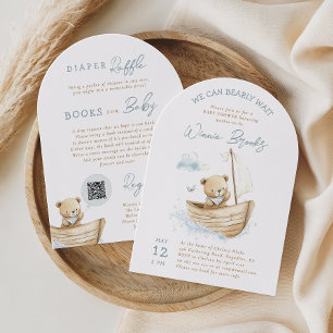 Convite Ursa Teddy Marinheiro Mal Podemos Esperar Chá de B