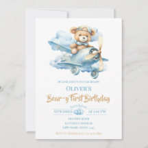 Ursinho Aviador em Aquarela Aniversário de Urso Pr