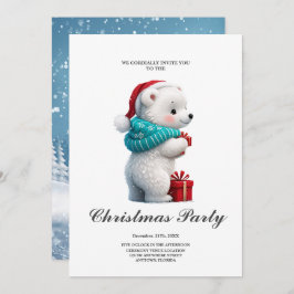 Convite Ursinho bonitinho com chapéu de Natal