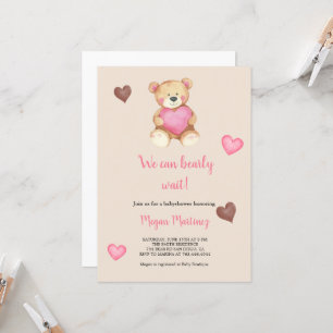 CONVITE URSINHO CHUVA DE ROSA E MARROM PARA BABYSHOWER