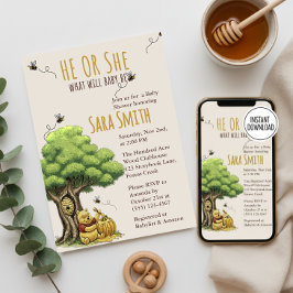 Convite Ursinho do Livro Clássico "O que será que o Bebê A