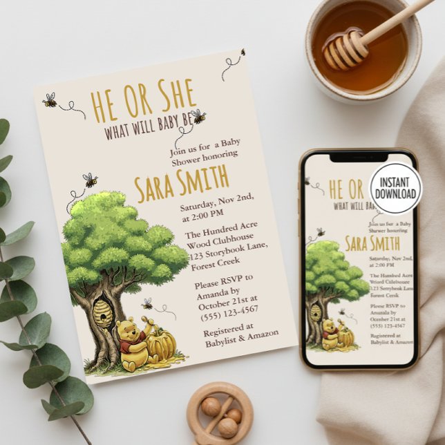 Convite Ursinho do Livro de Histórias Clássicas "O que ser (Criador carregado)