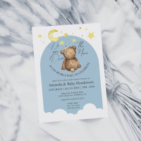 Ursinho Over The Moon Azul Baby Shower
