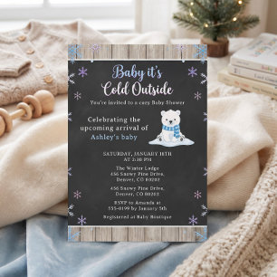 Convite Ursinho Polar de Quadro Negro Baby It's Cold Outsi