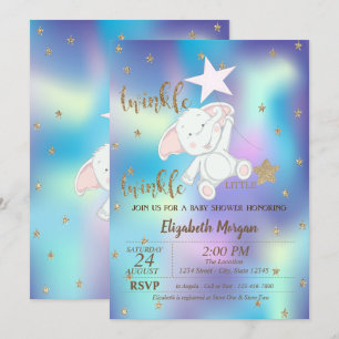 Convite Ursinho Twinkle Little Star Holográfico Chá de Beb