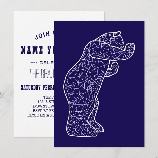Convite urso azul (Frente/Verso)