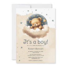 Urso azul no chá de fraldas das nuvens