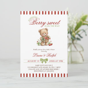 Convite Urso Berry Sweet Churrasco de Bebê Morango