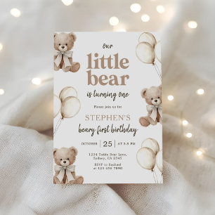 Convite Urso Boho Beary Primeiro Aniversário de 1 Ano Fest
