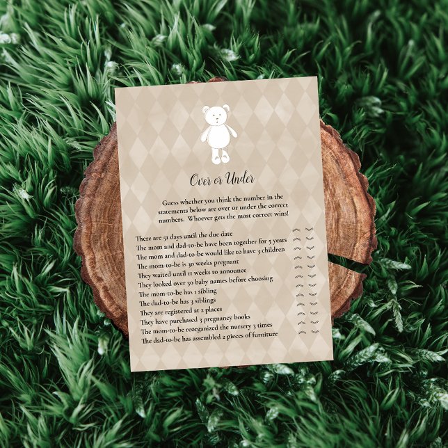 Convite Urso Branco De Teddy Sobre O Jogo Do Chá de fralda (Criador carregado)