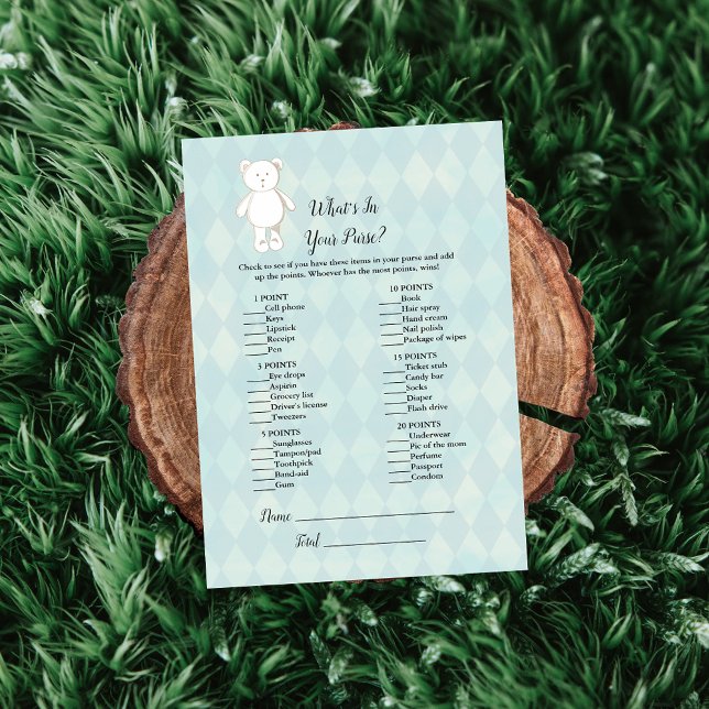 Convite Urso Branco No Jogo Do Chá de fraldas Da Bolsa (Criador carregado)