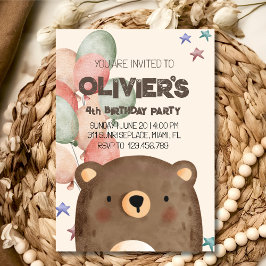 Convite Urso castanho de qualquer idade
