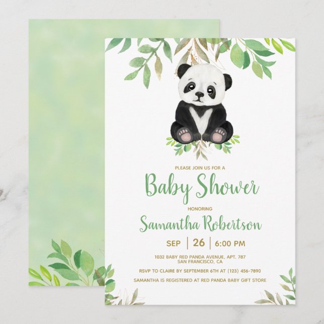 Convite Urso-Cinto Sexo Verde Chá de fraldas Verde Neutro (Frente/Verso)