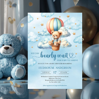 Convite Urso colorido esperando Chá de fraldas