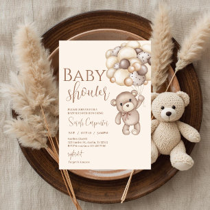 Convite urso com chuveiro de bebê de balões