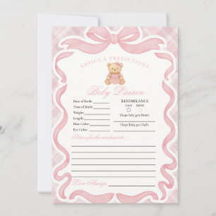 Convite Urso com Laço Coquete Rosa Menina Conselho para Ca