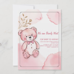 Convite Urso cor-de-água rosa