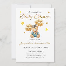 Urso Coroa Dourada balões Chá de fraldas É um Meni