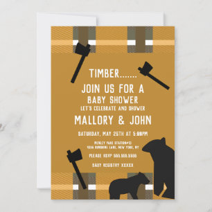 Convite Urso da Natureza e Queda de Ax Lumbarjack