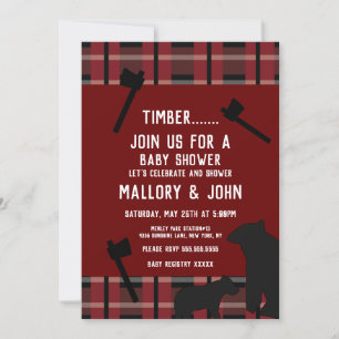 Convite Urso da Natureza e Queda de Ax Lumbarjack