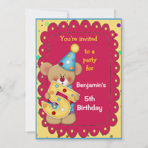 Convite Urso De Aniversário Bonito 5 Anos