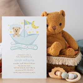 Convite Urso de Barco de Papel Doce