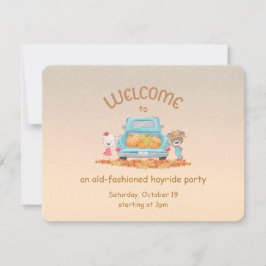 Convite Urso de Boas-Vindas de Outono Personalizado com Fe