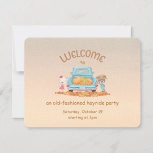 Convite Urso de Boas-Vindas de Outono Personalizado com Fe