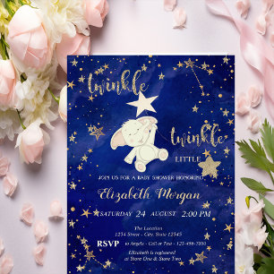 Convite Urso de Brilho Dourado Twinkle Little Star Baby Sh