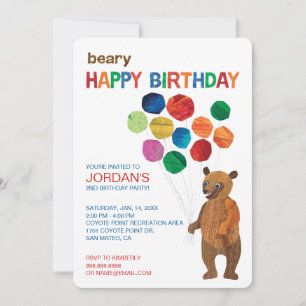 Convite Urso de Eric Carle Brown - feliz aniversario de