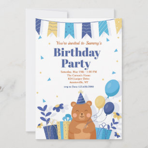 Convite Urso de festa de aniversário
