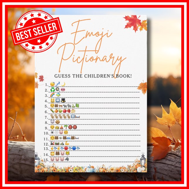 Convite Urso de Jogo de Jogo EMOJI - Chá de fraldas DE LIV (CHILDREN'S BOOK EMOJI GAME Easy Baby Shower Game A Little Pumpkin is on the Way Fall Autumn Theme)