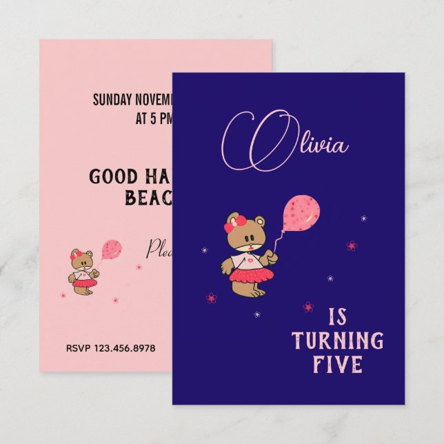 Convite Urso de pelúcia (Frente/Verso)