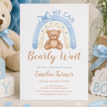 Urso de Pelúcia Azul Arco-íris Menino Chá de Bebê 