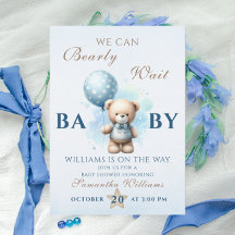 Urso de Pelúcia Azul Balão Baby Shower Quase