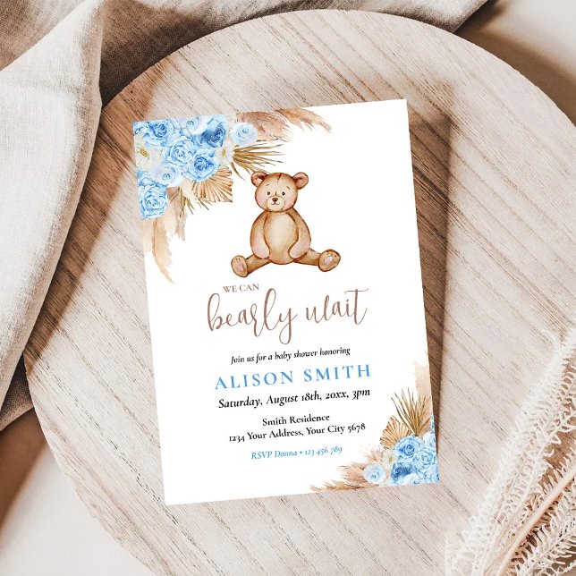 Convite Urso de Pelúcia Bebê Urso de Pelúcia Chá de Bebê (Criador carregado)