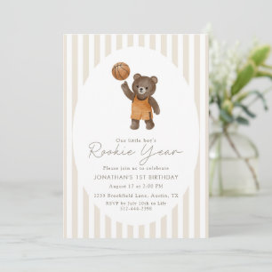 Convite Urso de pelúcia bege Ano de iniciante 1º Aniversár