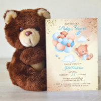 Urso de pelúcia com chá de fraldas de balões