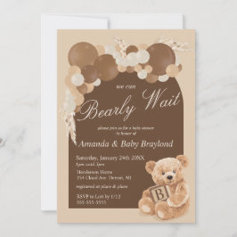 Convite Urso de pelúcia de grama Pampas Boho Marrom