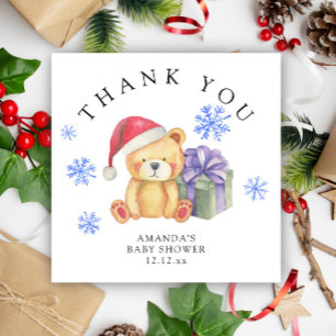 Convite Urso de pelúcia de inverno com presente de Natal -