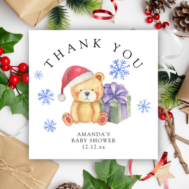 Convite Urso de pelúcia de inverno com presente de Natal - (Criador carregado)